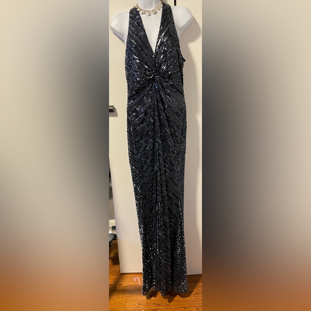 lauren by ralph lauren long beaded dress Size 4 NWT Le Pre fall 23 (broken zipp)